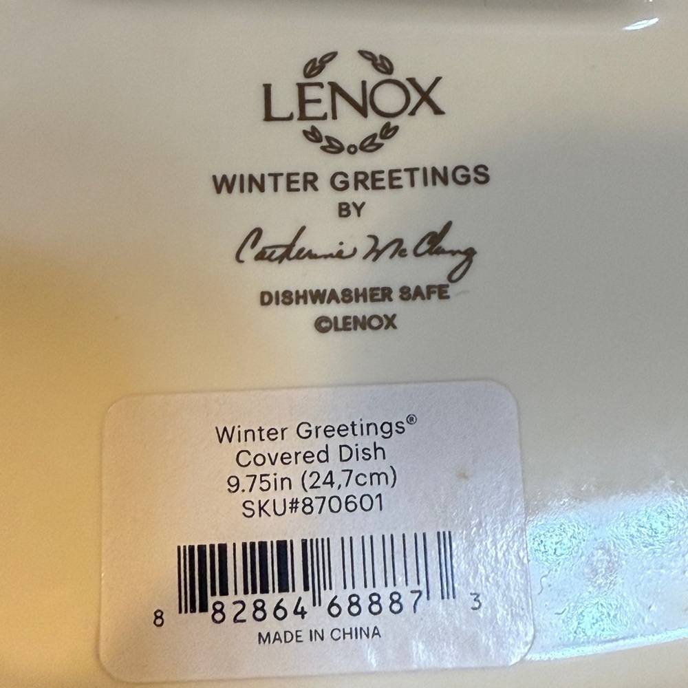 Lenox Winter Greetings Cream and Red Cardinal Covered Dish Christmas Dish - Picture 11 of 16